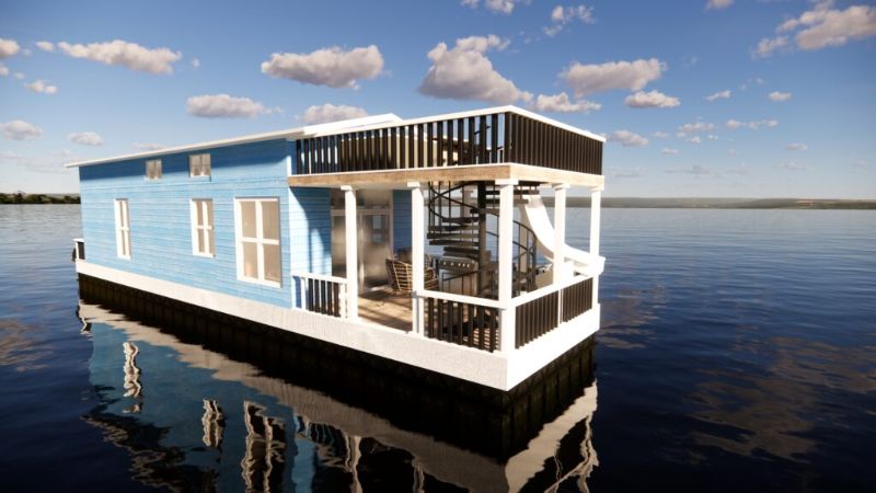 Custom-Built Wooden Houseboat